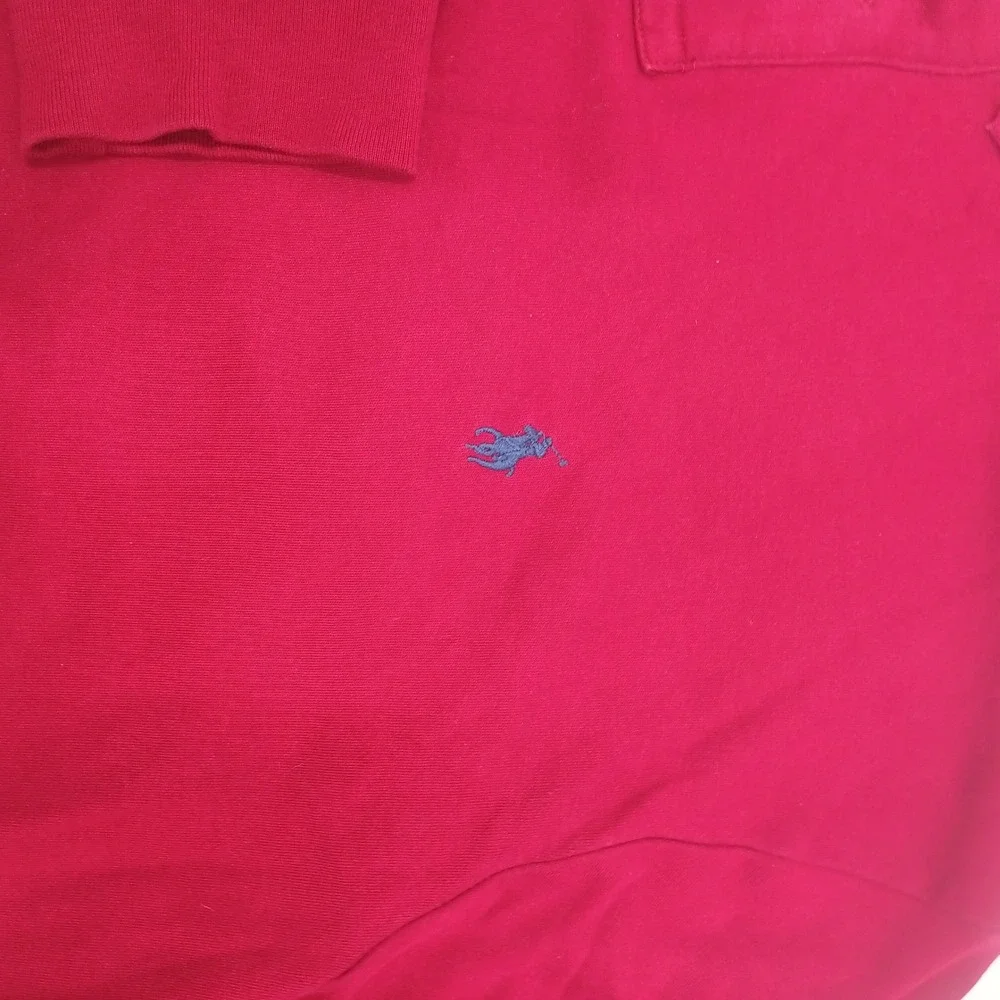 Polo Ralph Lauren Mens XXL Custom Fit Long Sleeve Polo Shirt Burgundy Red Cotton